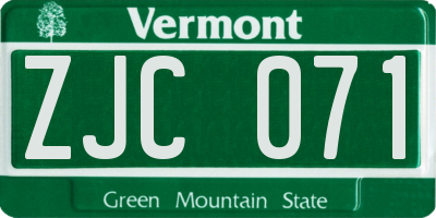 VT license plate ZJC071