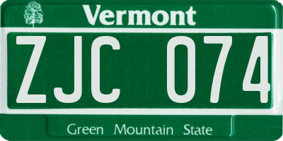VT license plate ZJC074