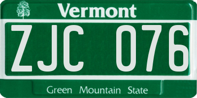 VT license plate ZJC076