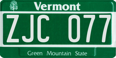 VT license plate ZJC077