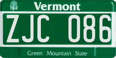 VT license plate ZJC086