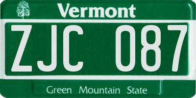 VT license plate ZJC087