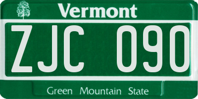 VT license plate ZJC090