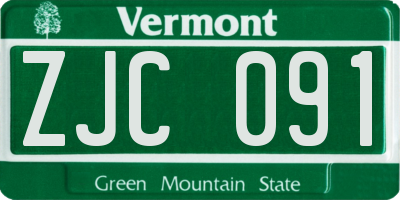 VT license plate ZJC091