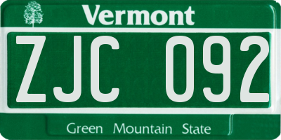 VT license plate ZJC092