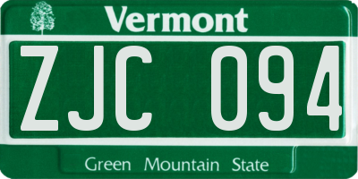 VT license plate ZJC094
