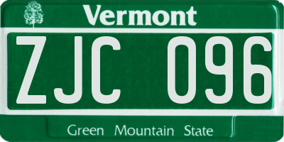 VT license plate ZJC096