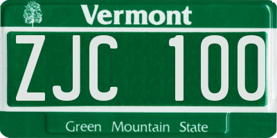 VT license plate ZJC100