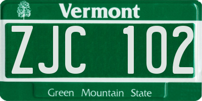 VT license plate ZJC102