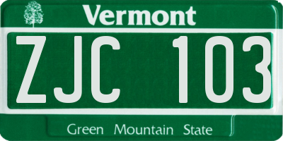 VT license plate ZJC103