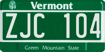 VT license plate ZJC104