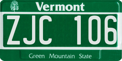 VT license plate ZJC106