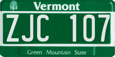 VT license plate ZJC107