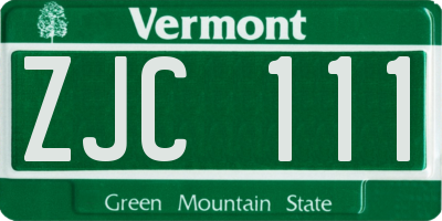 VT license plate ZJC111