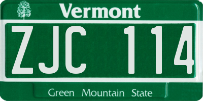 VT license plate ZJC114