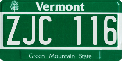 VT license plate ZJC116