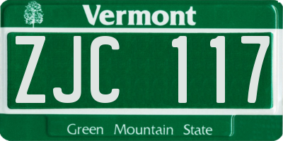 VT license plate ZJC117