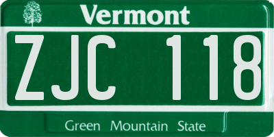 VT license plate ZJC118