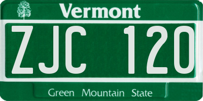 VT license plate ZJC120