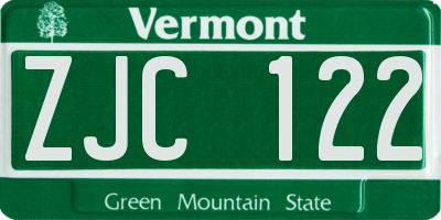 VT license plate ZJC122