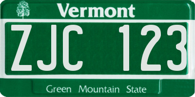 VT license plate ZJC123