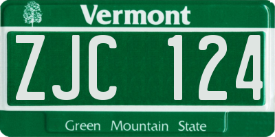 VT license plate ZJC124