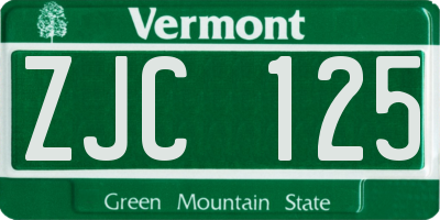 VT license plate ZJC125