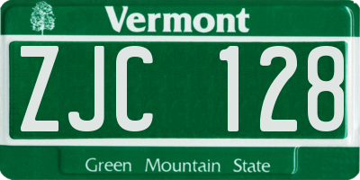 VT license plate ZJC128