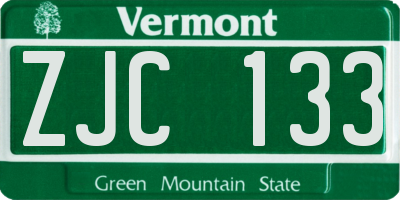 VT license plate ZJC133