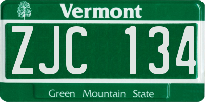 VT license plate ZJC134