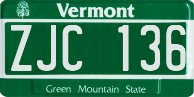 VT license plate ZJC136