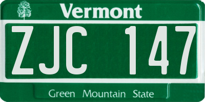 VT license plate ZJC147