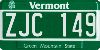VT license plate ZJC149