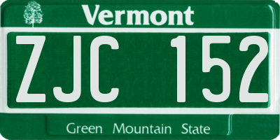 VT license plate ZJC152