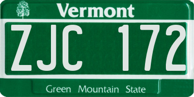 VT license plate ZJC172
