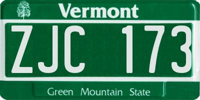 VT license plate ZJC173