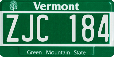 VT license plate ZJC184