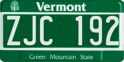 VT license plate ZJC192
