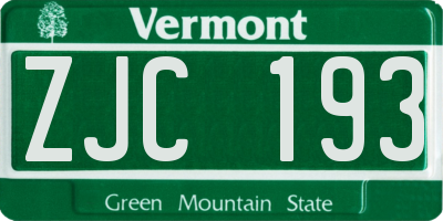 VT license plate ZJC193