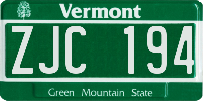 VT license plate ZJC194