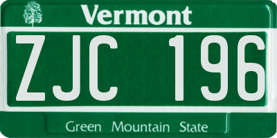 VT license plate ZJC196