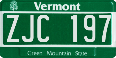 VT license plate ZJC197