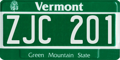 VT license plate ZJC201