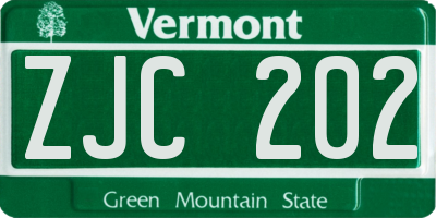 VT license plate ZJC202
