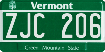 VT license plate ZJC206