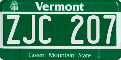 VT license plate ZJC207