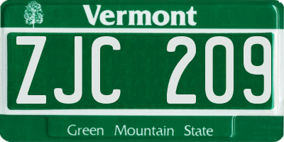 VT license plate ZJC209