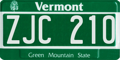 VT license plate ZJC210