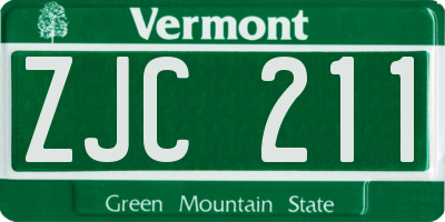 VT license plate ZJC211
