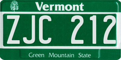 VT license plate ZJC212